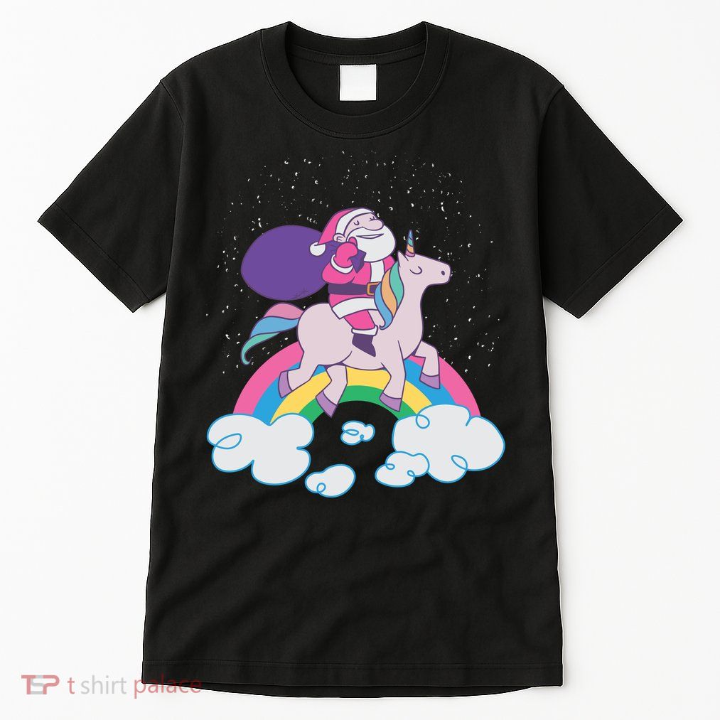 Santa Riding Unicorn Tall T-Shirt