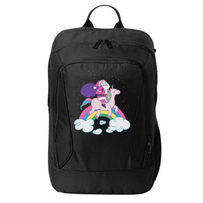 Santa Riding Unicorn City Backpack