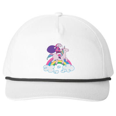 Santa Riding Unicorn Snapback Five-Panel Rope Hat