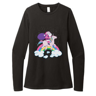 Santa Riding Unicorn Womens CVC Long Sleeve Shirt