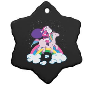 Santa Riding Unicorn Ceramic Star Ornament