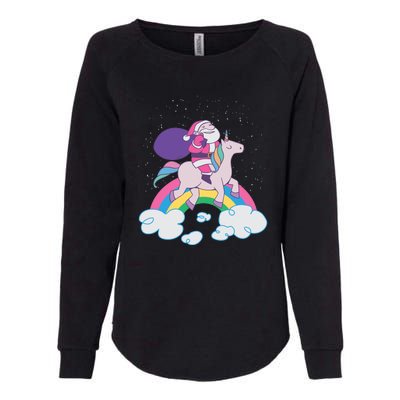 Santa Riding Unicorn Womens California Wash Sweatshirt