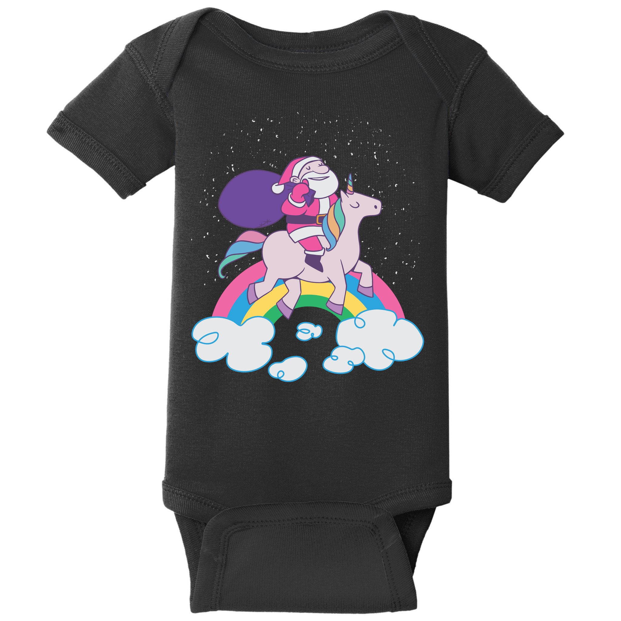 Santa Riding Unicorn Baby Bodysuit