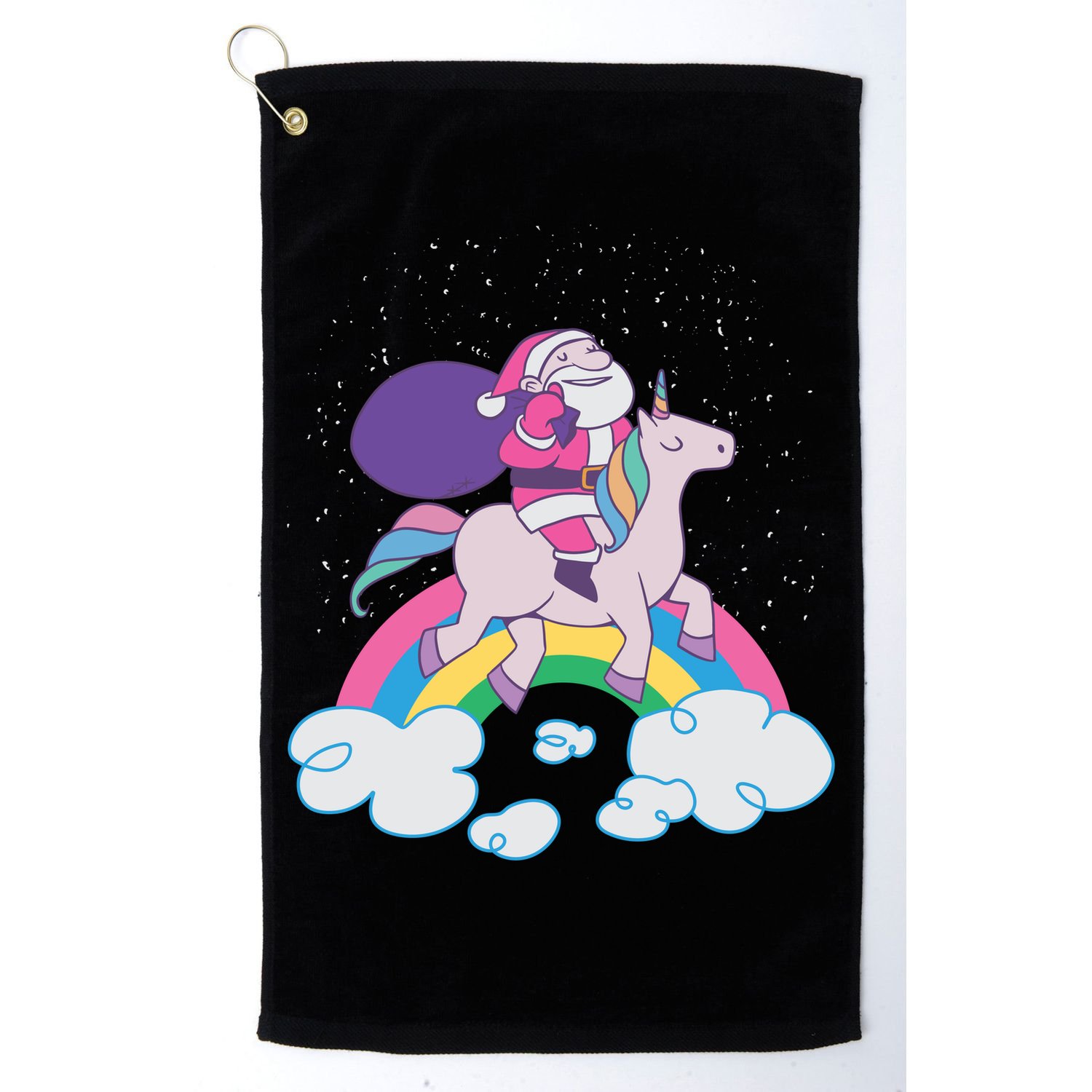 Santa Riding Unicorn Golf Towel