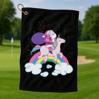 Santa Riding Unicorn Golf Towel
