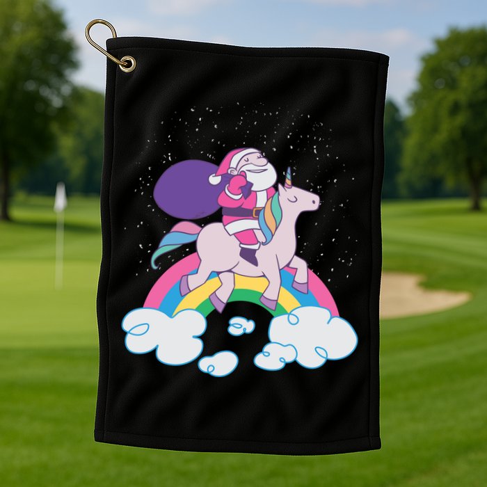 Santa Riding Unicorn Golf Towel