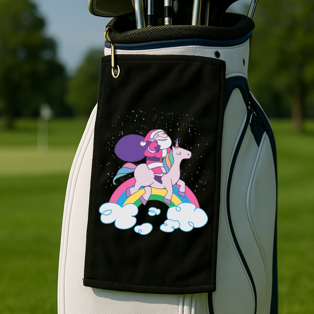 Santa Riding Unicorn Golf Towel