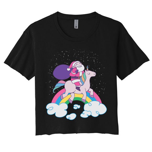Santa Riding Unicorn Crop Top