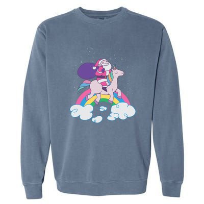 Santa Riding Unicorn Garment-Dyed Sweatshirt