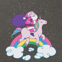 Santa Riding Unicorn Cotton Canvas Backpack