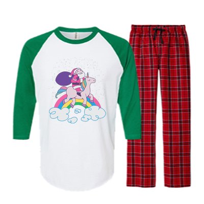 Santa Riding Unicorn Raglan Sleeve Pajama Set