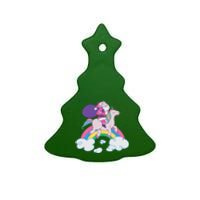 Santa Riding Unicorn Ceramic Tree Ornament