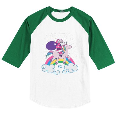 Santa Riding Unicorn Baseball Sleeve Shirt