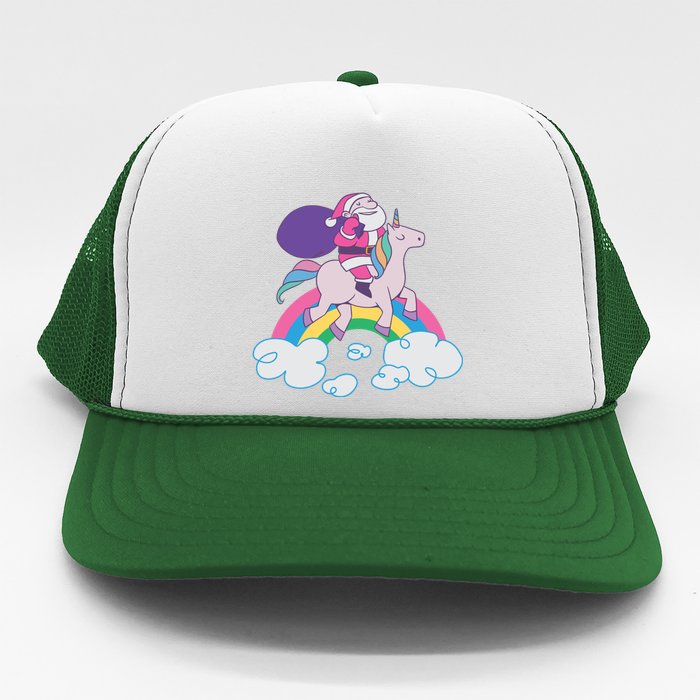 Santa Riding Unicorn Trucker Hat