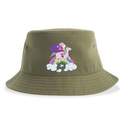 Santa Riding Unicorn Sustainable Bucket Hat