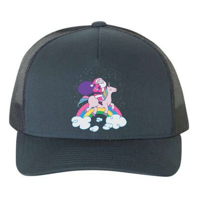 Santa Riding Unicorn Yupoong Adult 5-Panel Trucker Hat