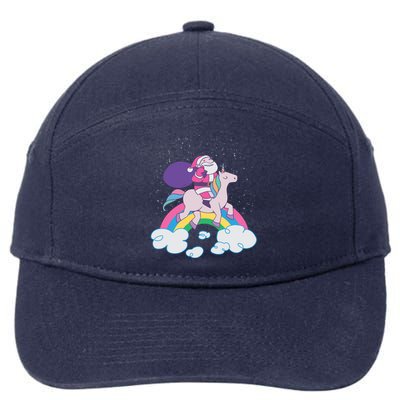 Santa Riding Unicorn 7-Panel Snapback Hat