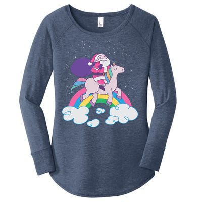 Santa Riding Unicorn Women's Perfect Tri Tunic Long Sleeve Shirt