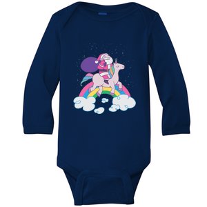 Santa Riding Unicorn Baby Long Sleeve Bodysuit