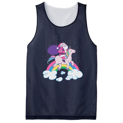 Santa Riding Unicorn Mesh Reversible Basketball Jersey Tank