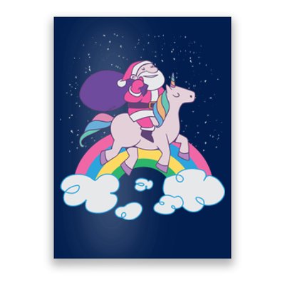 Santa Riding Unicorn Poster