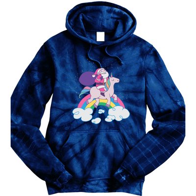 Santa Riding Unicorn Tie Dye Hoodie