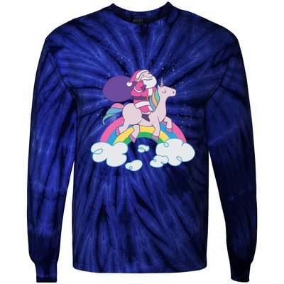 Santa Riding Unicorn Tie-Dye Long Sleeve Shirt