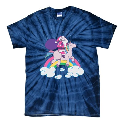 Santa Riding Unicorn Tie-Dye T-Shirt