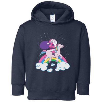 Santa Riding Unicorn Toddler Hoodie