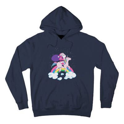 Santa Riding Unicorn Tall Hoodie