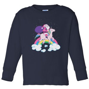 Santa Riding Unicorn Toddler Long Sleeve Shirt