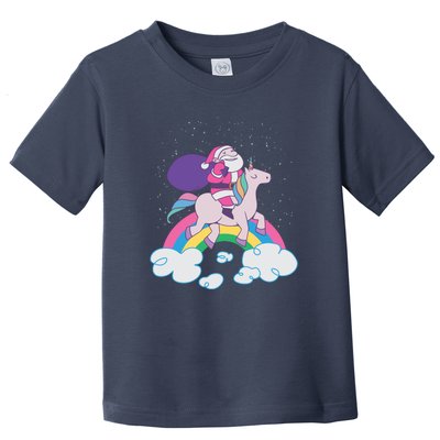 Santa Riding Unicorn Toddler T-Shirt