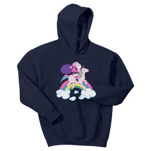 Santa Riding Unicorn Kids Hoodie