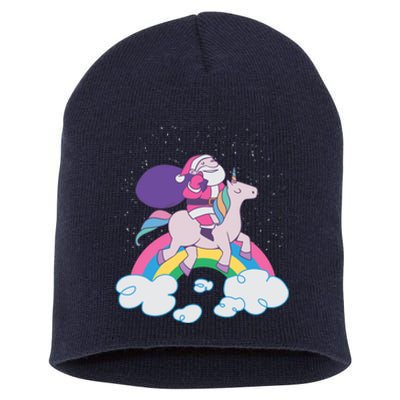 Santa Riding Unicorn Short Acrylic Beanie