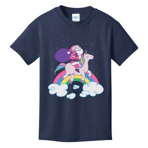 Santa Riding Unicorn Kids T-Shirt