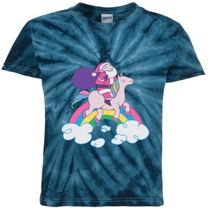 Santa Riding Unicorn Kids Tie-Dye T-Shirt