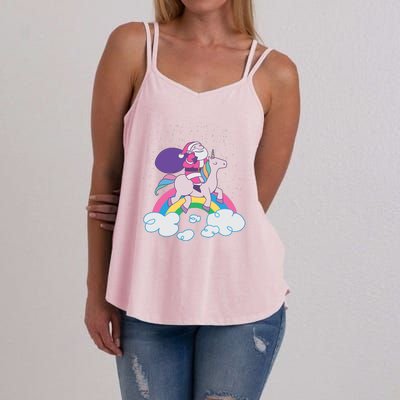 Santa Riding Unicorn Women's Strappy Tank