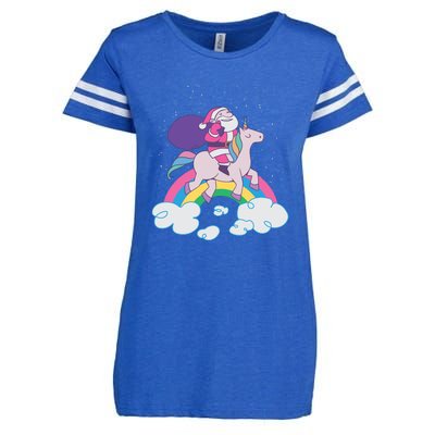 Santa Riding Unicorn Enza Ladies Jersey Football T-Shirt