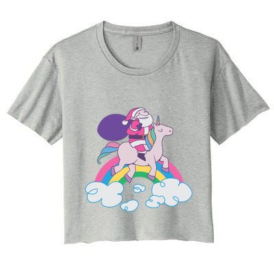 Santa Riding Unicorn Women's Crop Top Tee