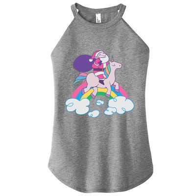 Santa Riding Unicorn Women's Perfect Tri Rocker Tank