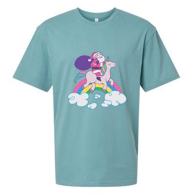 Santa Riding Unicorn Sueded Cloud Jersey T-Shirt