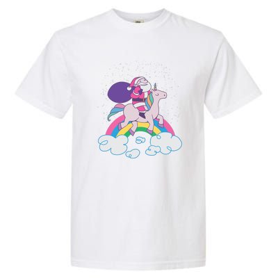 Santa Riding Unicorn Garment-Dyed Heavyweight T-Shirt