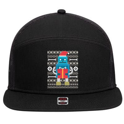 Santa Robot Ugly Christmas 7 Panel Mesh Trucker Snapback Hat