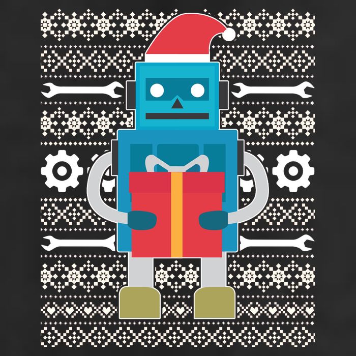 Santa Robot Ugly Christmas 7 Panel Mesh Trucker Snapback Hat
