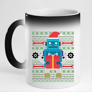 Santa Robot Ugly Christmas 11oz Black Color Changing Mug