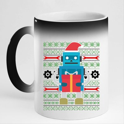 Santa Robot Ugly Christmas 11oz Black Color Changing Mug