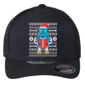 Santa Robot Ugly Christmas Flexfit Unipanel Trucker Cap