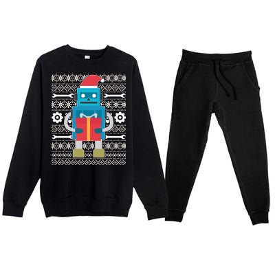 Santa Robot Ugly Christmas Premium Crewneck Sweatsuit Set