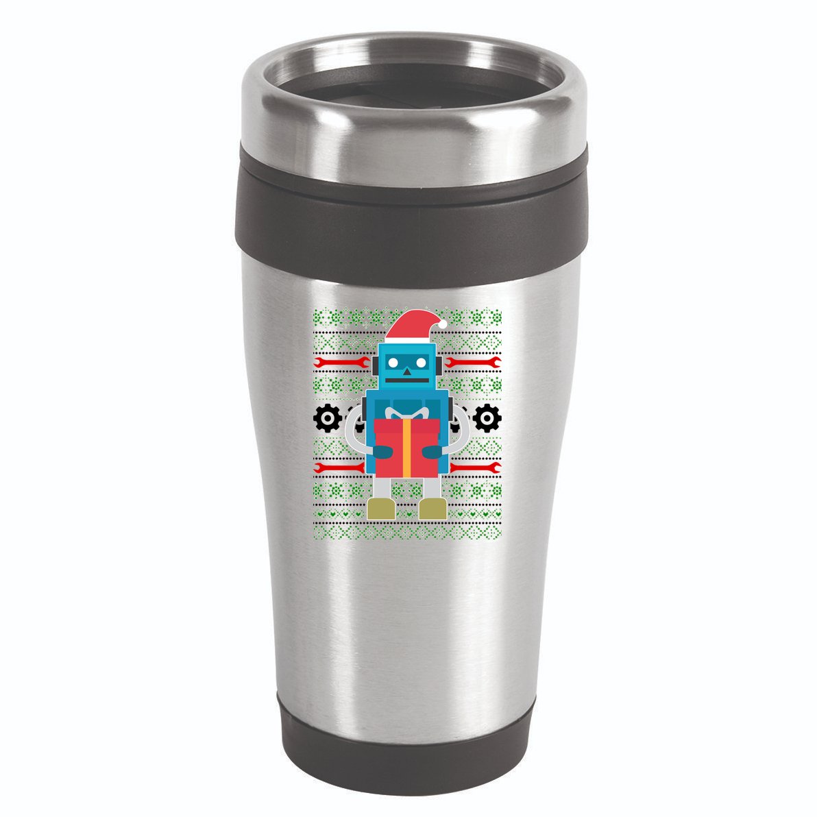 Santa Robot Ugly Christmas 16oz Travel Tumbler