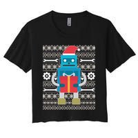 Santa Robot Ugly Christmas Women's Crop Top Tee